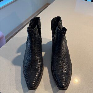 Freebird Mandy Black Snakeskin Leather Ankle Boots